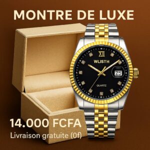 Montre a Quartz Fine En Acier Etanche Or