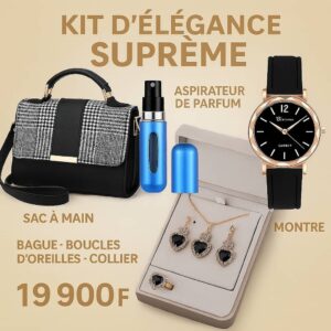 Montre+ Sac à Main+ Aspirateur de Parfum+ Collier+ Boucles d’oreille+ Bague -Trésor de Luxe Féminin 7 en 1