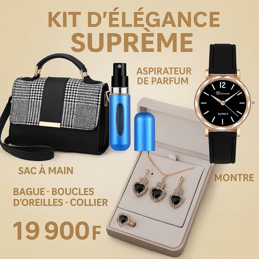 Montre+ Sac à Main+ Aspirateur de Parfum+ Collier+ Boucles d'oreille+ Bague -Trésor de Luxe Féminin 7 en 1 – Image 2